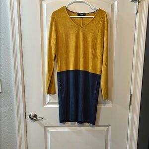 Joh Women's Mustard and Navy Suede Dress size s but can fit m & l